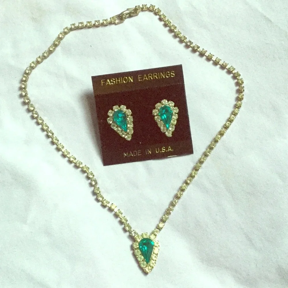 💎 Turquoise & Diamond Necklace & earring set 💎‎